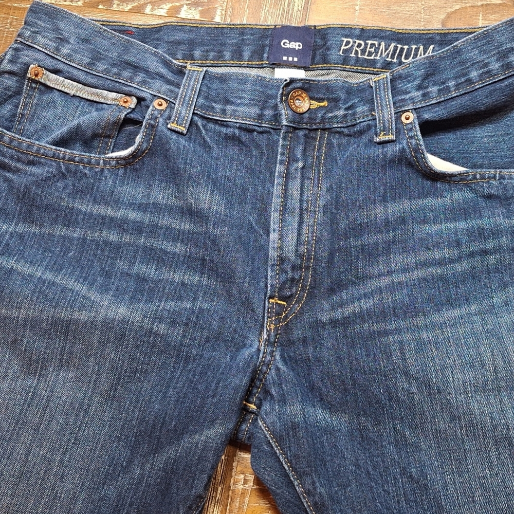 GAP Men’s Premium Boot Fit‎ Jeans 34x30 Blue Denim Classic Stretch Wiskering